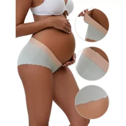 Women's Low Waist Ice Silk Seamless Maternity Briefs Pregnancy Under The Bump Underwear -Fashion Clothing Store 7819676 ALT3