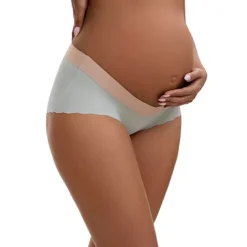 Women's Low Waist Ice Silk Seamless Maternity Briefs Pregnancy Under The Bump Underwear