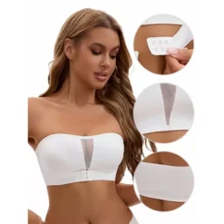 Women's Mesh Front Closure Push Up Wirefree Bandeau Strapless Breathable Tube Bras 11 Women's Mesh Front Closure Push Up Wirefree Bandeau Strapless Breathable Tube Bras -Fashion Clothing Store 7819718 ALT3
