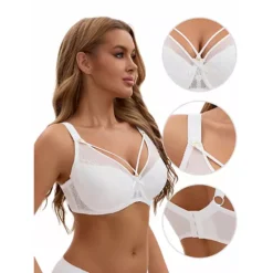 Women's Lace Mesh Full Coverage Underwire Soft Cup Light And Breathable Push Up Bras -Fashion Clothing Store 7819723 ALT3