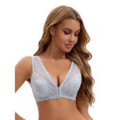 Women's Deep V Neck Lace Sheer Front Closure Wirefree Tank Back Training Plunge Bras 11 Women's Deep V Neck Lace Sheer Front Closure Wirefree Tank Back Training Plunge Bras -Fashion Clothing Store 7819725 ALT2