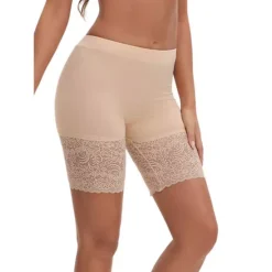 Women's Wide Lace Trim Slip Shorts Lightweight Comfort Thigh Slimmers, Available In Plus Size -Fashion Clothing Store 7827118 Beige