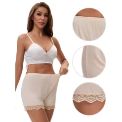 Women's Lace Trim Ice Silk Mid-Waister Loose Slip Shorts Light And Breathable Comfort Boyshorts -Fashion Clothing Store 7827137 ALT3