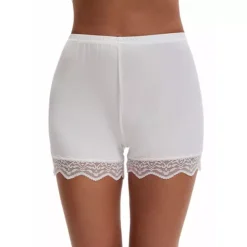Women's Lace Trim Ice Silk Mid-Waister Loose Slip Shorts Light And Breathable Comfort Boyshorts -Fashion Clothing Store 7827137 White 1