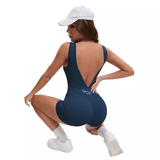 Women's Workout Jumpsuits Backless Tummy Control Jumpsuits V Back Yoga Romper 2 Women's Workout Jumpsuits Backless Tummy Control Jumpsuits V Back Yoga Romper - Image 2