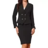 2 Pieces Suit Set For Women's Business Long Sleeve Notched Lapel Formal Office Skirt Suit