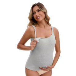 Women's Maternity Thermal Tank Tops With Built-In Bra Pregnancy Nursing Camisole Adjustable Straps 14 Women's Maternity Thermal Tank Tops With Built-In Bra Pregnancy Nursing Camisole Adjustable Straps -Fashion Clothing Store 7828320 Grey