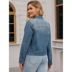 Women's Jean Jacket Casual Long Sleeve Washed Button Up Denim Jackets -Fashion Clothing Store 7829171 ALT