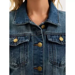 Women's Jean Jacket Casual Long Sleeve Washed Button Up Denim Jackets -Fashion Clothing Store 7829171 ALT3