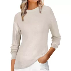 Pullover Sweaters For Women Long Sleeve Crew Neck Knit Sweater Tops Casual Fall Outfit