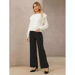 Women's Ruffle Long Sleeve Casual Sweater Crew Neck -Fashion Clothing Store 7830343 ALT2