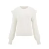 Women's Ruffle Long Sleeve Casual Sweater Crew Neck