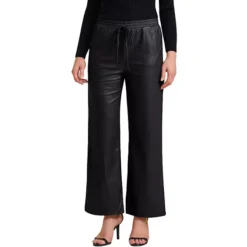 Women's Faux Leather Pants High Waist Straight Leg Pant Trousers With Pockets Party Outfit
