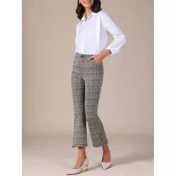 Women's Plaid Suit Pants High Waist Side Slit Business Office Long Trousers -Fashion Clothing Store 7830393 ALT2