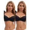 Women's 2 Pcs Lace Trim Full Coverage Adjustable Strap Push Up Convertible Bra