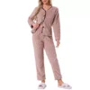 Women's Flannel Pajama Set Long Sleeve Button Down V Neck Fuzzy Fleece Pants Plush Loungewear