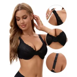 Women's Lace Underwire Adjustable Straps Push Up Soft Cup Bras -Fashion Clothing Store 7832088 ALT3