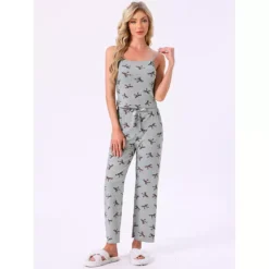 Women's 3 Piece Pajama Set Cami Tank Top Long Pants And V-Neck Long Sleeve Cardigan Loungewear Sets -Fashion Clothing Store 7833805 ALT2