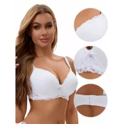 3 Pcs For Women's Lace Full Coverage Adjustable Strap Push Up Bras, Available In Plus Size -Fashion Clothing Store 7833820 ALT3