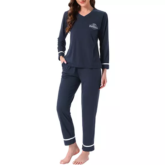Women's Cotton Pajamas Ribbed Sleepwear Pullover Tops With Pants Loungewear Sets With Pocket 7 Women's Cotton Pajamas Ribbed Sleepwear Pullover Tops With Pants Loungewear Sets With Pocket - Image 7