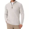 Men's Quarter Zip Pullover Sweater Knitted Mock Neck Polo Sweater