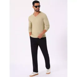 Men's Long Sleeve V-Neck Solid Color Knitted Pullover Sweater -Fashion Clothing Store 7850561 ALT2