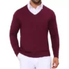 Men's Long Sleeve V-Neck Solid Color Knitted Pullover Sweater