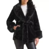 Women's Faux Fur Coat Winter Lapel Shaggy Warm Fluffy Jacket With Pockets