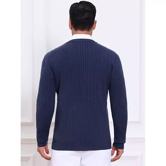 Men's Slim Fit Crew Neck Long Sleeve Soft Twist Textured Cable Knit Pullover Sweater 2 Men's Slim Fit Crew Neck Long Sleeve Soft Twist Textured Cable Knit Pullover Sweater - Image 2