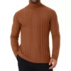 Men's Turtleneck Sweaters Solid Color Turtle Neck Warm Knitted Pullover Sweaters