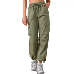 Women's Y2K Streetwear High Waisted Pockets Casual Long Cargo Pants Trousers -Fashion Clothing Store 7852600 Army Green
