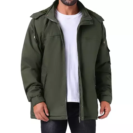 Men's Winter Warm Fleece Lined Thicken Hooded Work Parka Jacket 8 Men's Winter Warm Fleece Lined Thicken Hooded Work Parka Jacket - Image 8