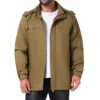 Men's Winter Warm Fleece Lined Thicken Hooded Work Parka Jacket