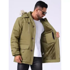 Men's Winter Warm Coat Fleece Lined Thicken Hooded Parka Jacket -Fashion Clothing Store 7860172 ALT3
