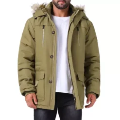 Men's Winter Warm Coat Fleece Lined Thicken Hooded Parka Jacket