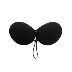 Women's Strapless Push Up Adjustable Invisible Backless Sticky Silicone Reusable Adhesive Bras -Fashion Clothing Store 7860186 Black Round Cup