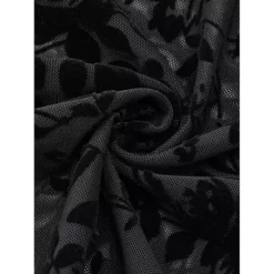 Women's Sheer Mesh Floral Tops Mock Neck Long Sleeve Shirt See Through Blouses -Fashion Clothing Store 7869881 ALT3