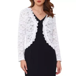 Women's Evening Shrug Long Sleeve Lace Cocktail Formal Bolero