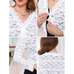 Women's Evening Shrug Long Sleeve Lace Cocktail Formal Bolero -Fashion Clothing Store 7869884 ALT3