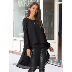 2 Packs Women's Lantern Long Sleeve Round Neck Asymmetrical Irregular Hem Casual Blouse Tops 18 2 Packs Women's Lantern Long Sleeve Round Neck Asymmetrical Irregular Hem Casual Blouse Tops -Fashion Clothing Store 7872574 ALT2