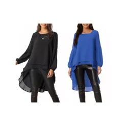 2 Packs Women's Lantern Long Sleeve Round Neck Asymmetrical Irregular Hem Casual Blouse Tops 29 2 Packs Women's Lantern Long Sleeve Round Neck Asymmetrical Irregular Hem Casual Blouse Tops -Fashion Clothing Store 7872574 Black Royal Blue