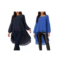 2 Packs Women's Lantern Long Sleeve Round Neck Asymmetrical Irregular Hem Casual Blouse Tops 30 2 Packs Women's Lantern Long Sleeve Round Neck Asymmetrical Irregular Hem Casual Blouse Tops -Fashion Clothing Store 7872574 Royal Blue Dark Blue