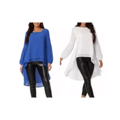 2 Packs Women's Lantern Long Sleeve Round Neck Asymmetrical Irregular Hem Casual Blouse Tops 31 2 Packs Women's Lantern Long Sleeve Round Neck Asymmetrical Irregular Hem Casual Blouse Tops -Fashion Clothing Store 7872574 Royal Blue White