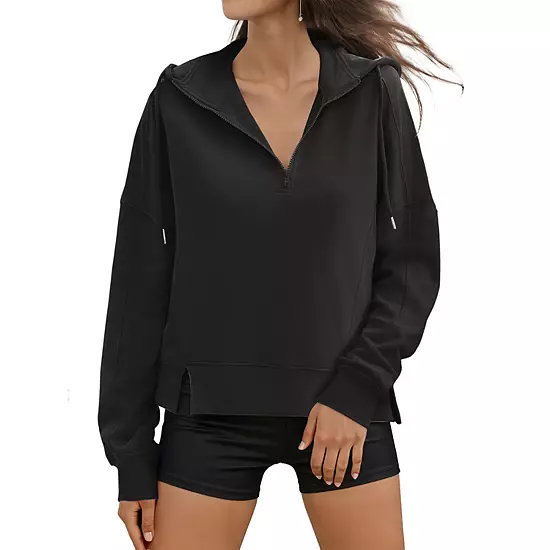 Womens Cropped Hoodie Long Sleeve Half Zip Pullover Oversized Sweatshirts Fall Winter Outfits 1 Womens Cropped Hoodie Long Sleeve Half Zip Pullover Oversized Sweatshirts Fall Winter Outfits