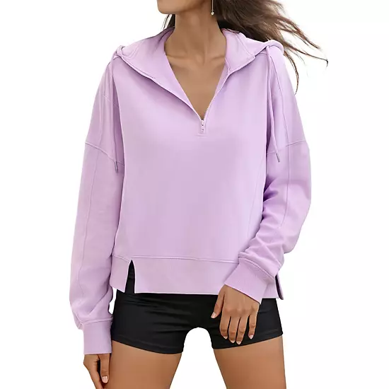 Womens Cropped Hoodie Long Sleeve Half Zip Pullover Oversized Sweatshirts Fall Winter Outfits 6 Womens Cropped Hoodie Long Sleeve Half Zip Pullover Oversized Sweatshirts Fall Winter Outfits - Image 6