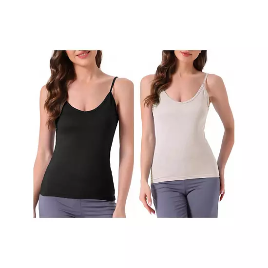 2 Packs Women's Camisole V Neck Sleeveless Cami Undershirt Spaghetti Strap Tank Pajama Tops 12 2 Packs Women's Camisole V Neck Sleeveless Cami Undershirt Spaghetti Strap Tank Pajama Tops - Image 12