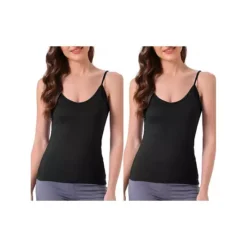 2 Packs Women's Camisole V Neck Sleeveless Cami Undershirt Spaghetti Strap Tank Pajama Tops 20 2 Packs Women's Camisole V Neck Sleeveless Cami Undershirt Spaghetti Strap Tank Pajama Tops -Fashion Clothing Store 7890395 Black And Black