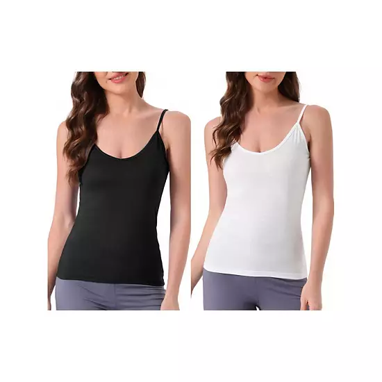 2 Packs Women's Camisole V Neck Sleeveless Cami Undershirt Spaghetti Strap Tank Pajama Tops 11 2 Packs Women's Camisole V Neck Sleeveless Cami Undershirt Spaghetti Strap Tank Pajama Tops - Image 11