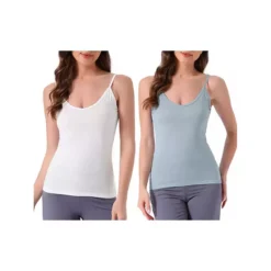 2 Packs Women's Camisole V Neck Sleeveless Cami Undershirt Spaghetti Strap Tank Pajama Tops 27 2 Packs Women's Camisole V Neck Sleeveless Cami Undershirt Spaghetti Strap Tank Pajama Tops -Fashion Clothing Store 7890395 Blue And White