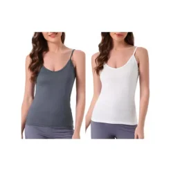 2 Packs Women's Camisole V Neck Sleeveless Cami Undershirt Spaghetti Strap Tank Pajama Tops 19 2 Packs Women's Camisole V Neck Sleeveless Cami Undershirt Spaghetti Strap Tank Pajama Tops -Fashion Clothing Store 7890395 Gray And White